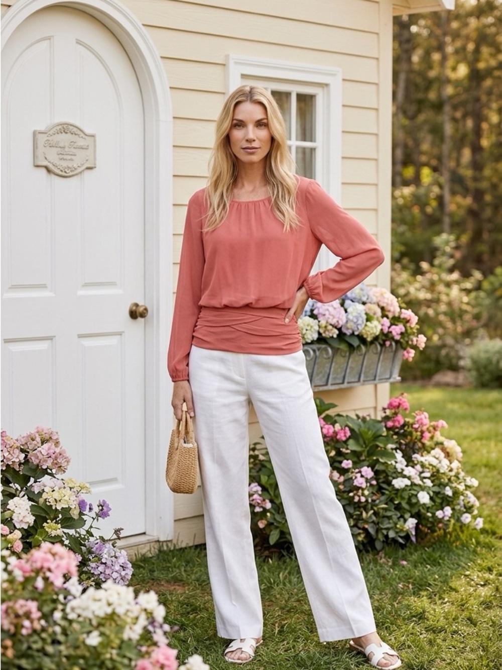White House Black Market Coral Blouse